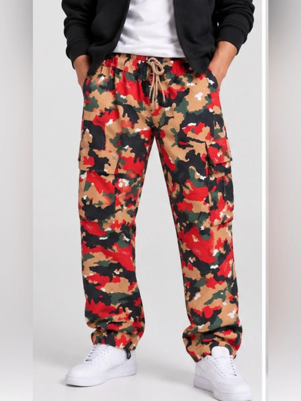 Jordan Flight Heritage Cargo Pants Men’s M Multicolor Camo Red Green Tan Black
